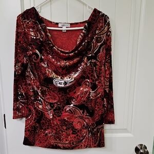 Dressbarn Velvet Style Dressy Holiday Drape Neck Top